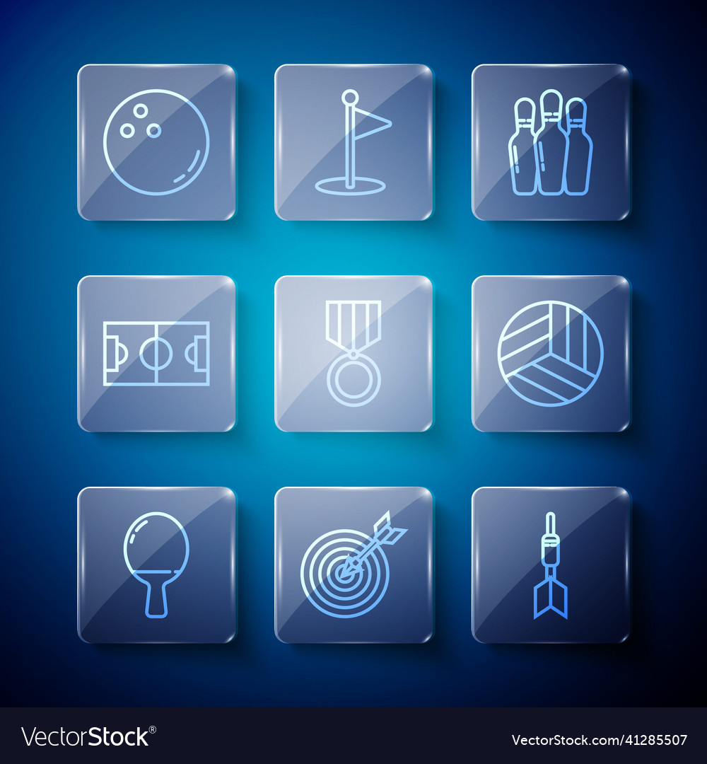 Set line racket for playing table tennis target Vector Image