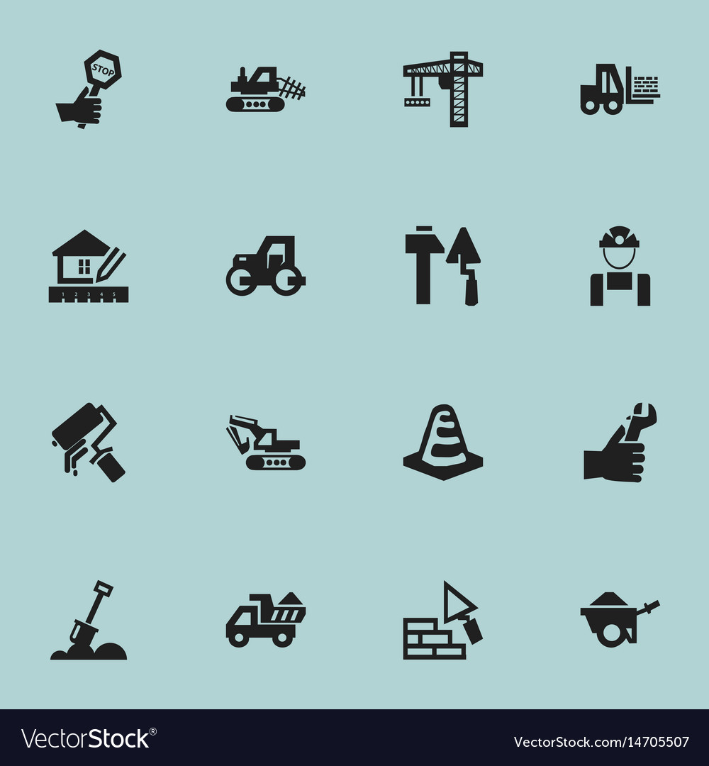 Set of 16 editable building icons includes