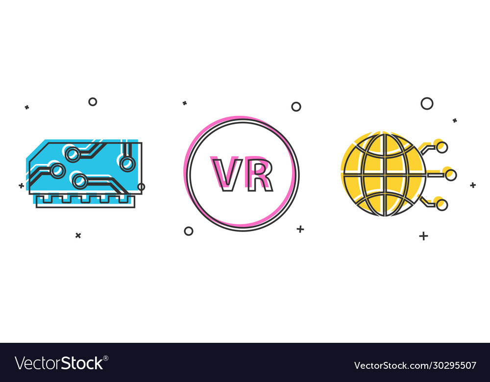 Setzen Sie zufälligen Zugriff Speicher virtuelle Realität vector image Setzen Sie zufälligen Zugriff Speicher virtuelle Realität