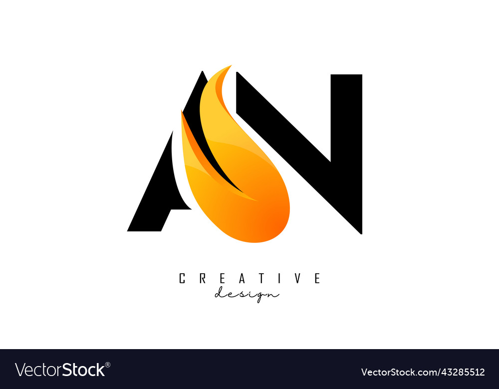 Abstract letters an a n with fire flames