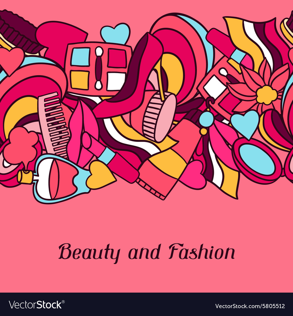 Beauty and fashion seamless pattern with cosmetic