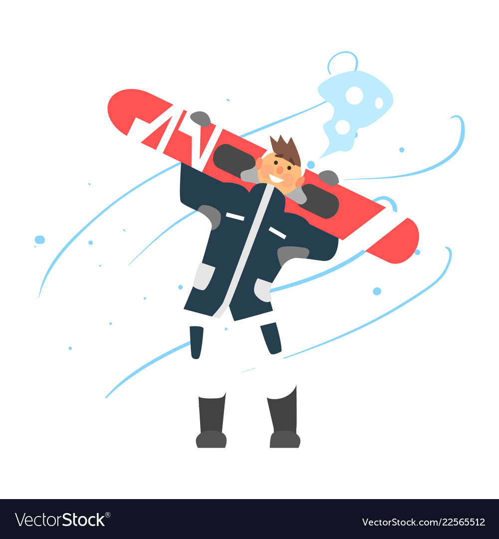 Boy holding snowboard