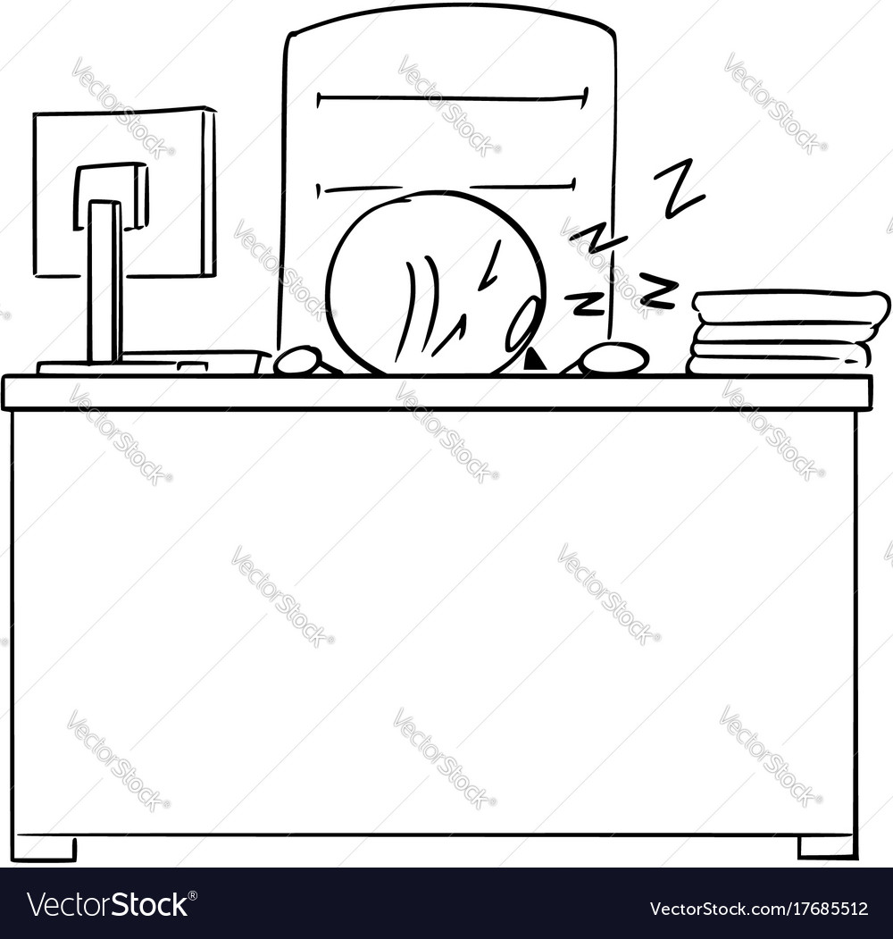 Cartoon Of Tired Manager Or Boss Sleeping At Desk Vector Image