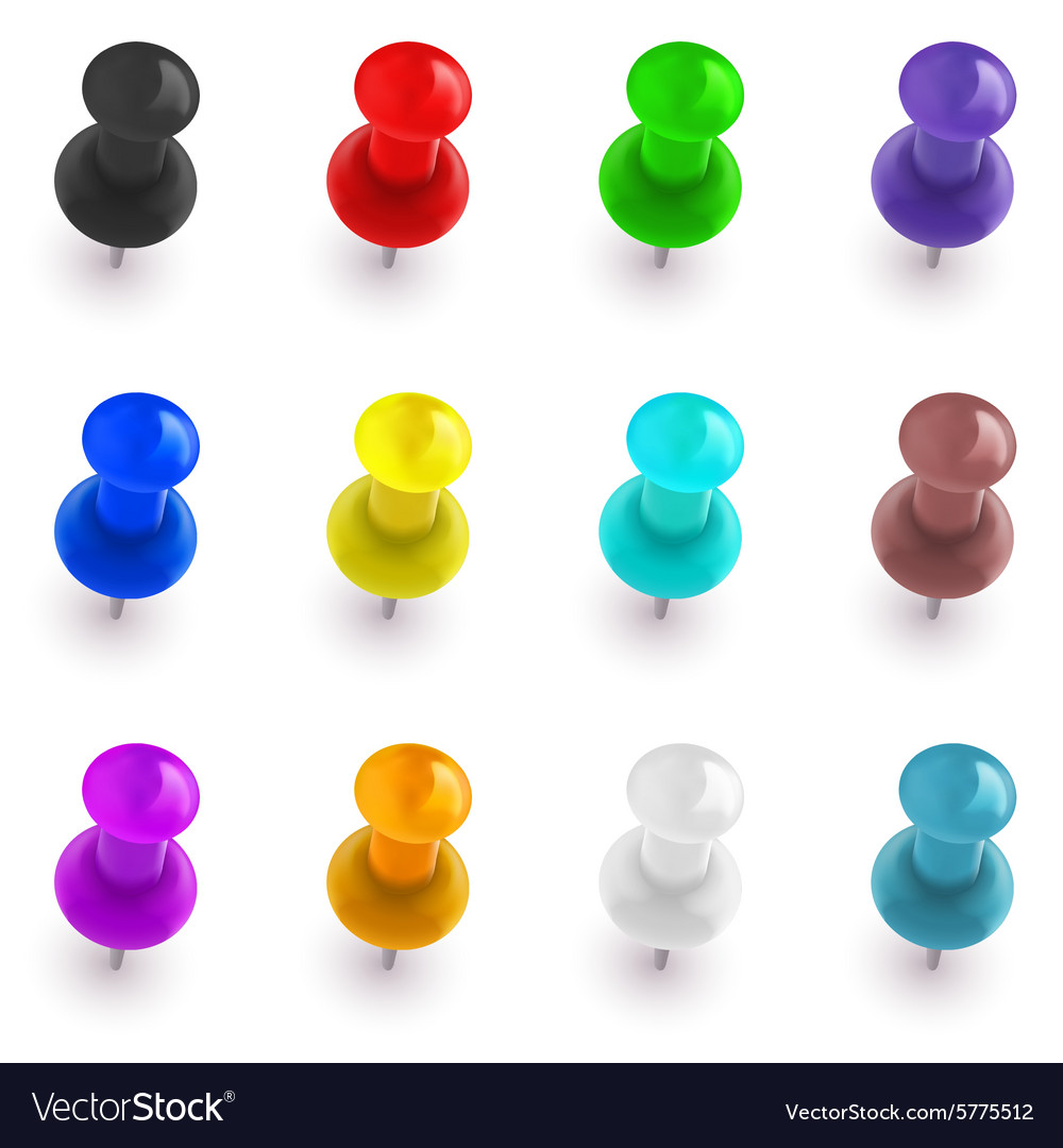 Collection colorful office pins Royalty Free Vector Image