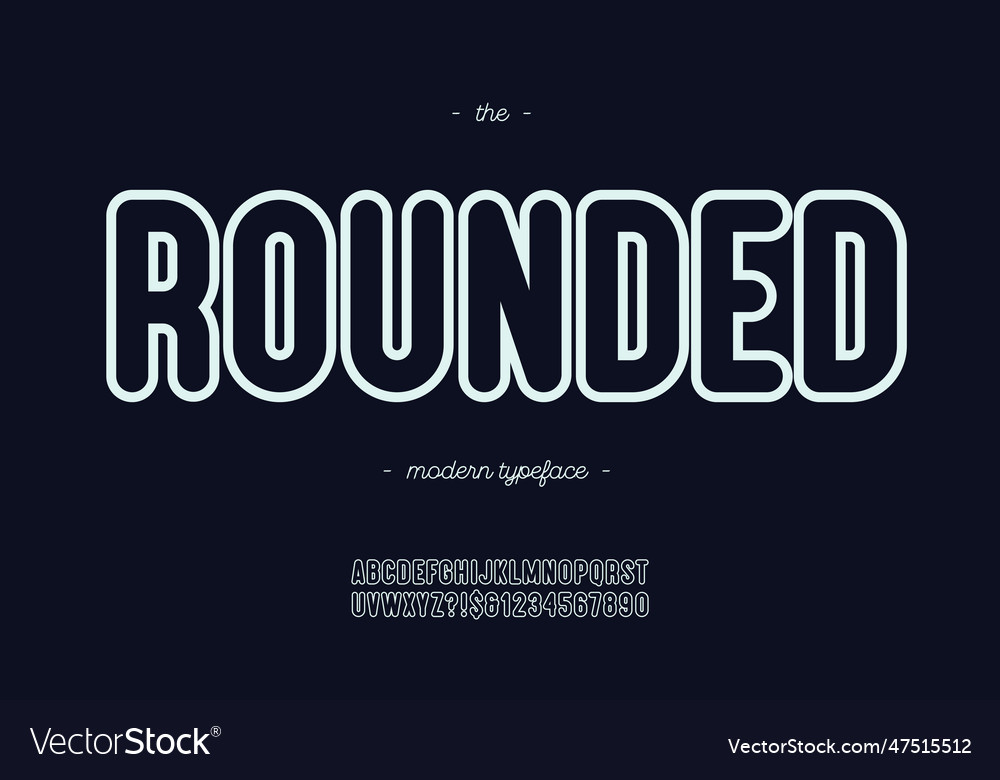 Font rounded bold line style vector image Font rounded bold line style