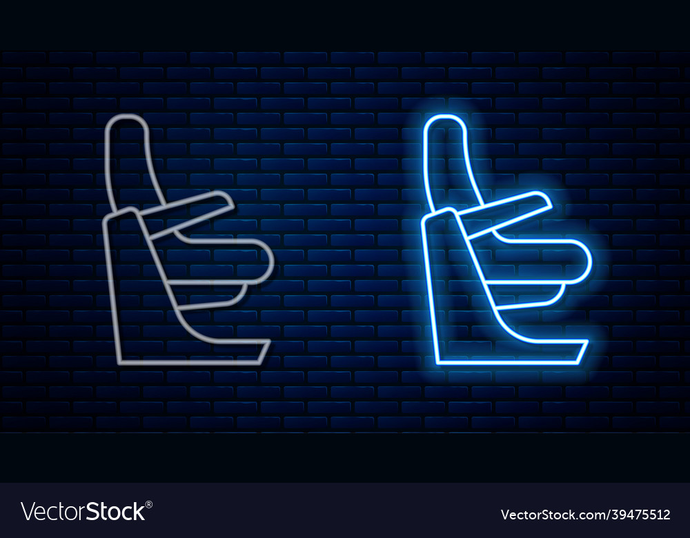 Glowing neon line airplane seat icon isolated