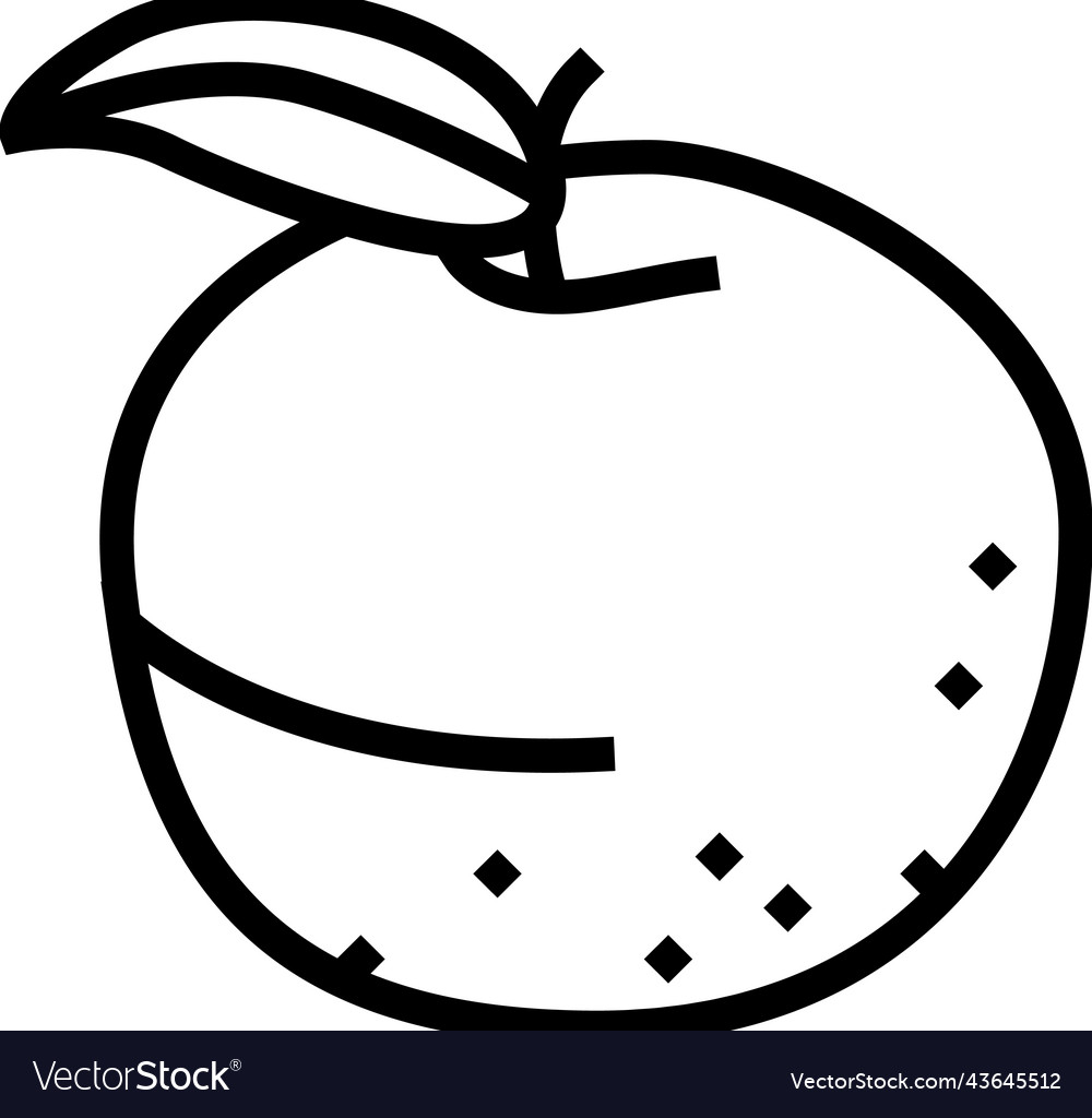 Green apple fruit leaf line icon