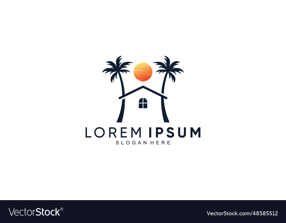 Palm and house logo design with creative unique Vector Image