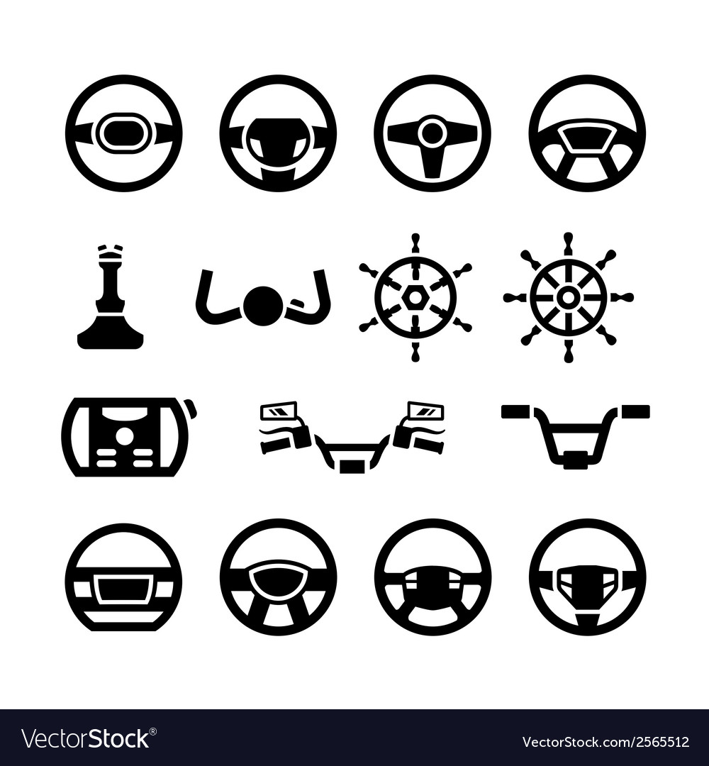 Set icons of steering wheel marine Royalty Free Vector Image