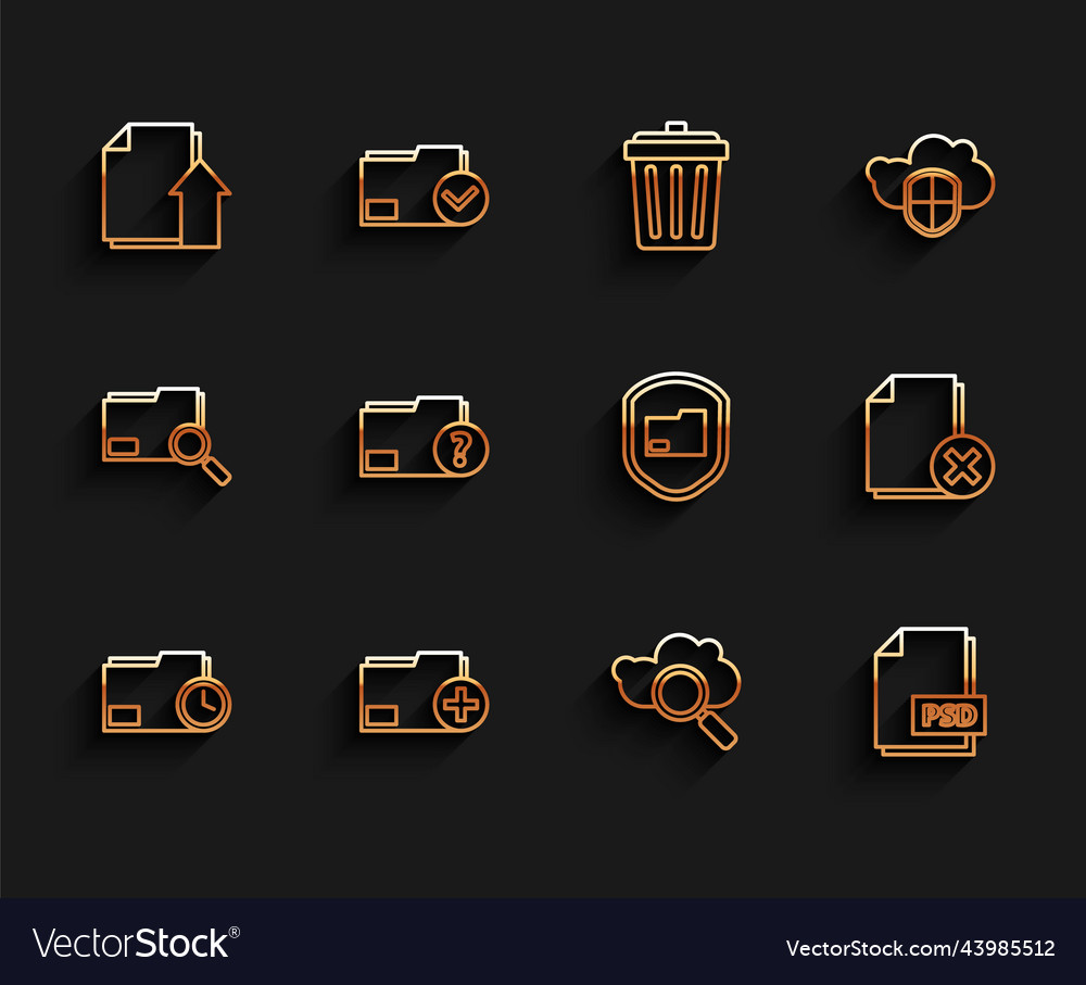 Set line document folder with clock add new vector image Set line document folder with clock add new