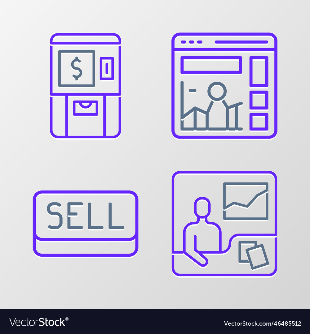 Set line trading courses sell button website vector image Set line trading courses sell button website