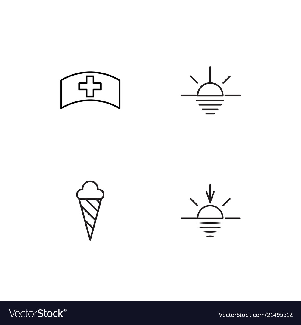 Summer linear icons set simple outline