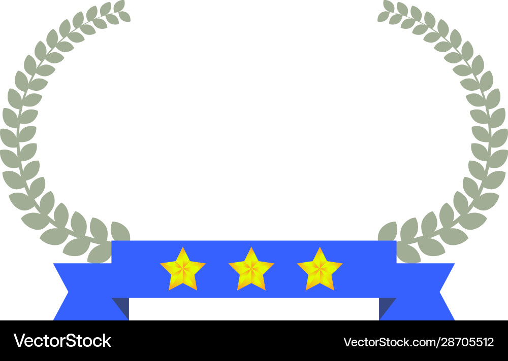 Wide round frame silver laurel and three star Vector Image