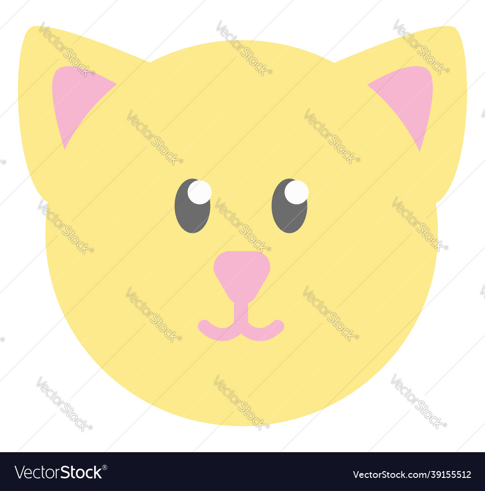 Yellow cute cat icon on white background