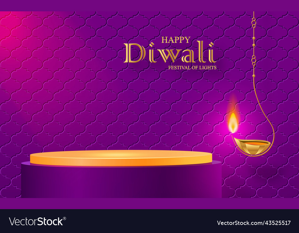 Diwali or deepavali 3d podium round stage style