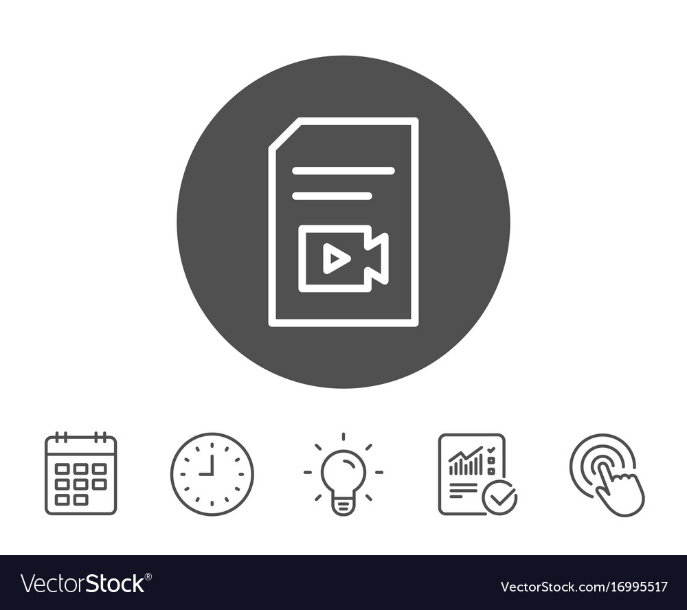 Document with video line icon vlog file sign