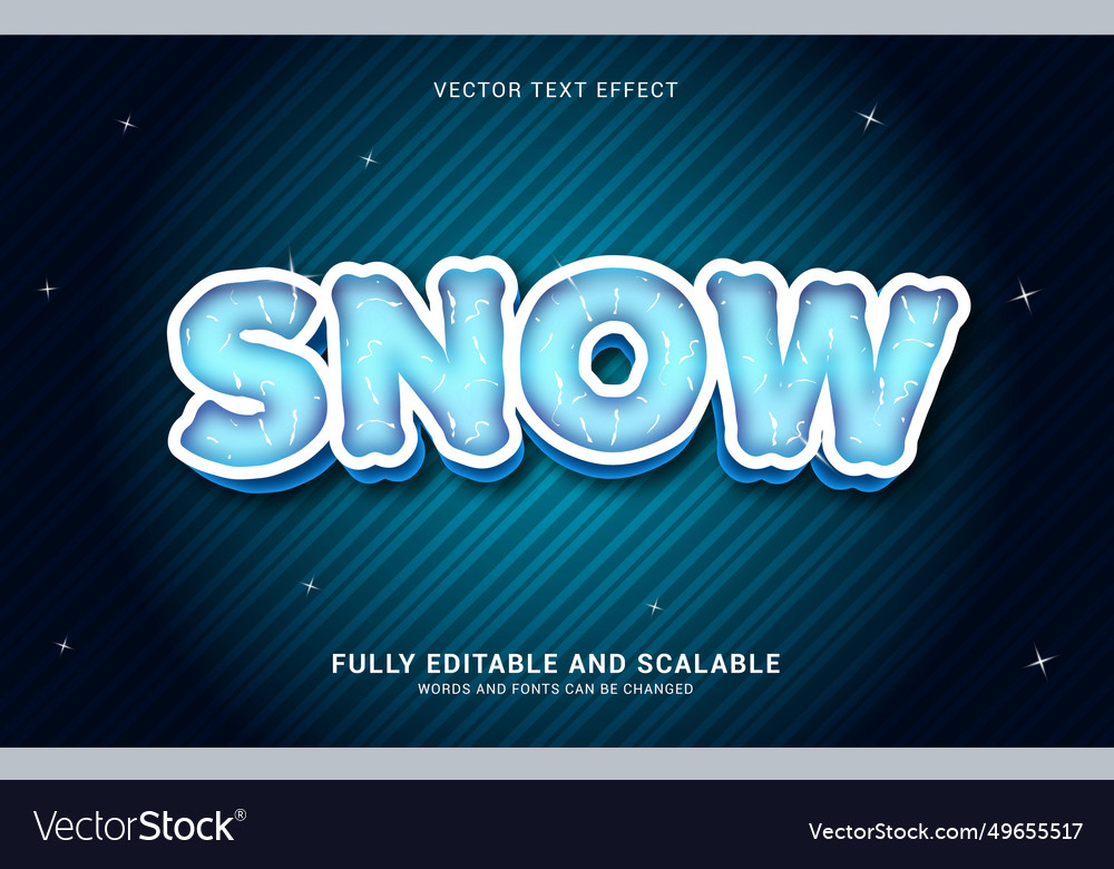 Editable text effect snow style Royalty Free Vector Image