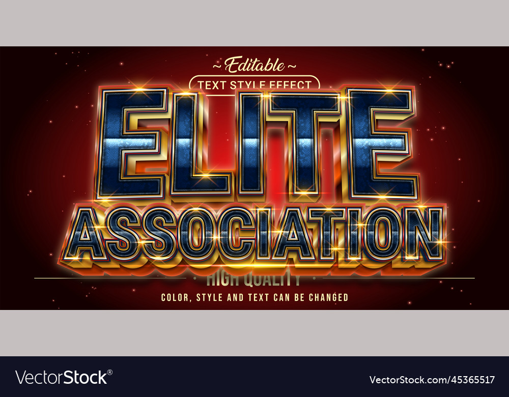 Editable text style effect - elite association vector image Editable text style effect - elite association