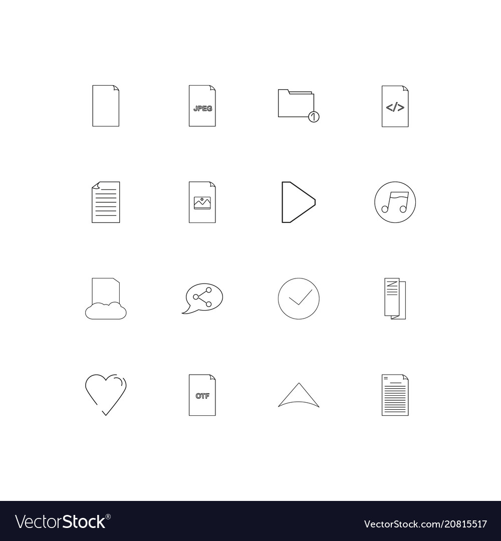Files and folders sign linear thin icons set