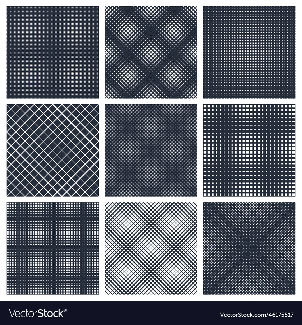 Geometric crossed lines seamless patterns set vector image Geometric crossed lines seamless patterns set