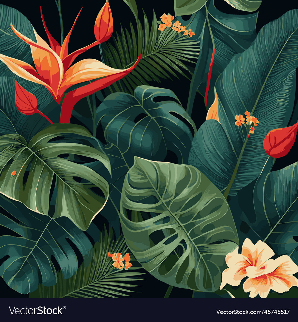 Grüne tropische Wald Hintergrund Monstera Blätter vector image Grüne tropische Wald Hintergrund Monstera Blätter