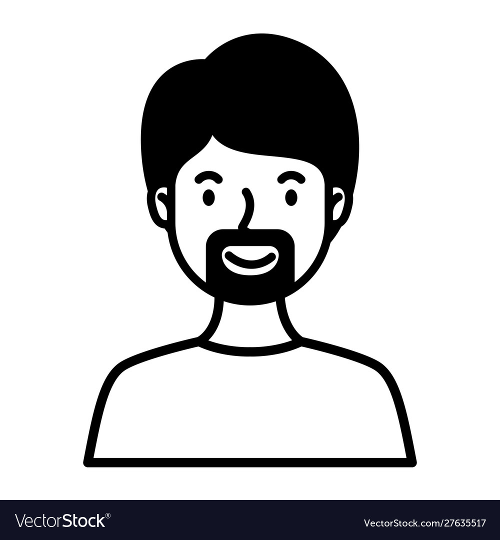 Man with beard avatar character line style