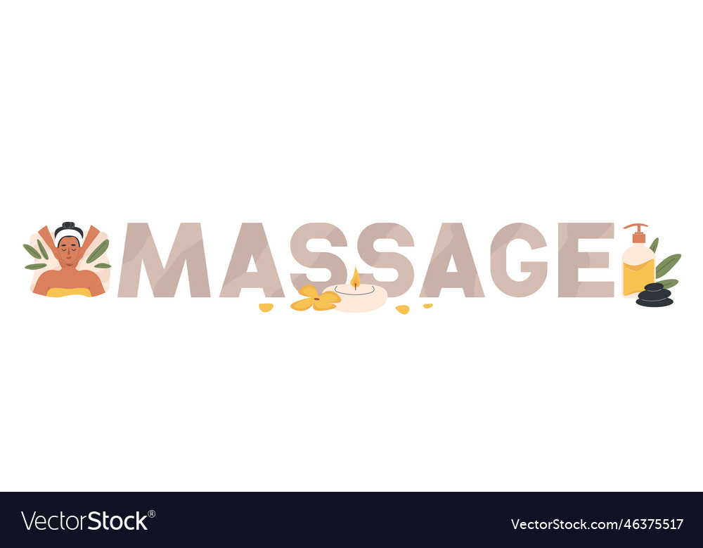 Massage flat text composition Royalty Free Vector Image