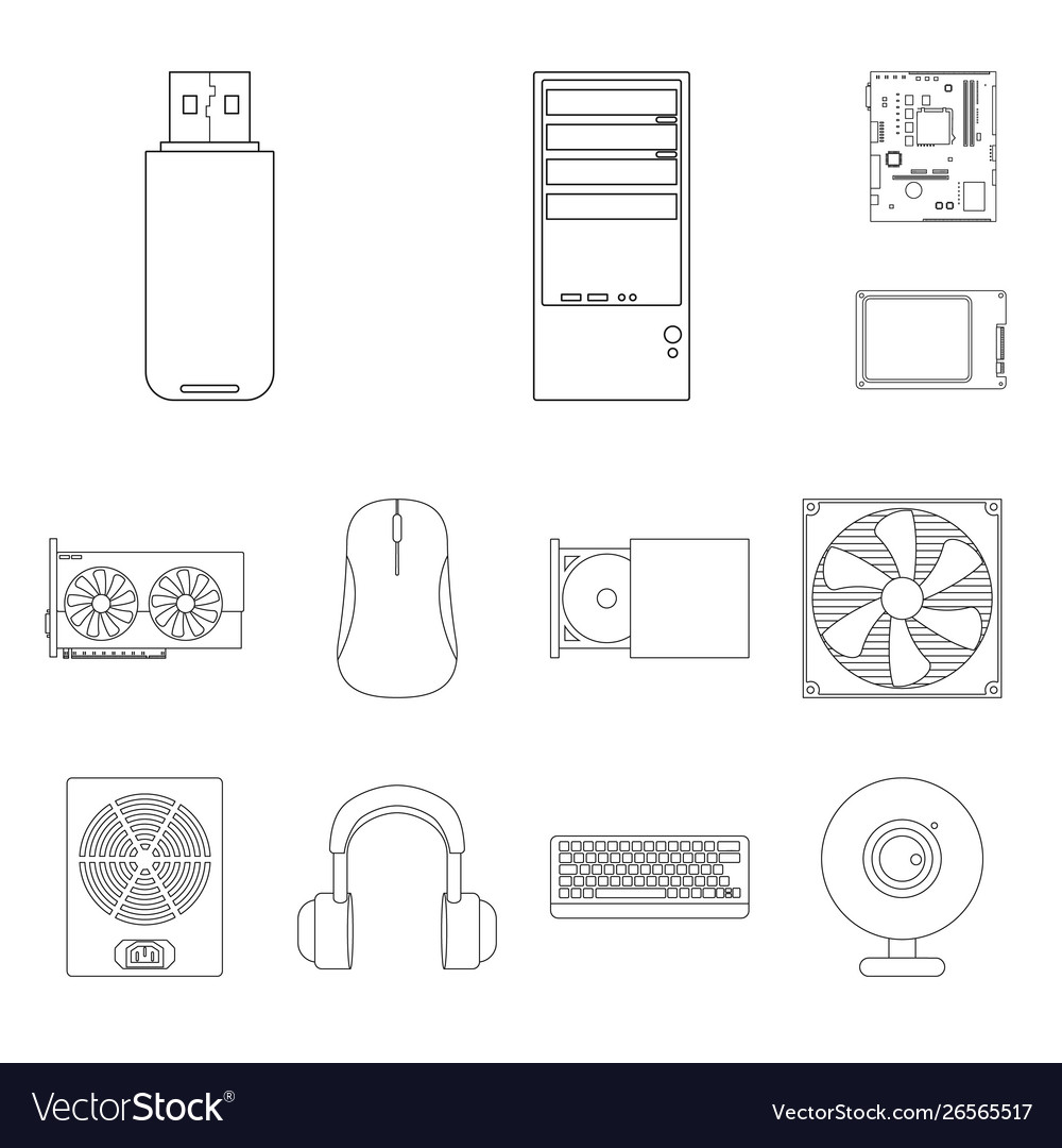 Pc and component sign set vector image Pc and component sign set
