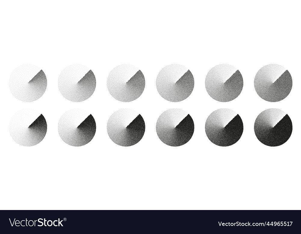 Round shaped dotted objects stipple elements Vector Image