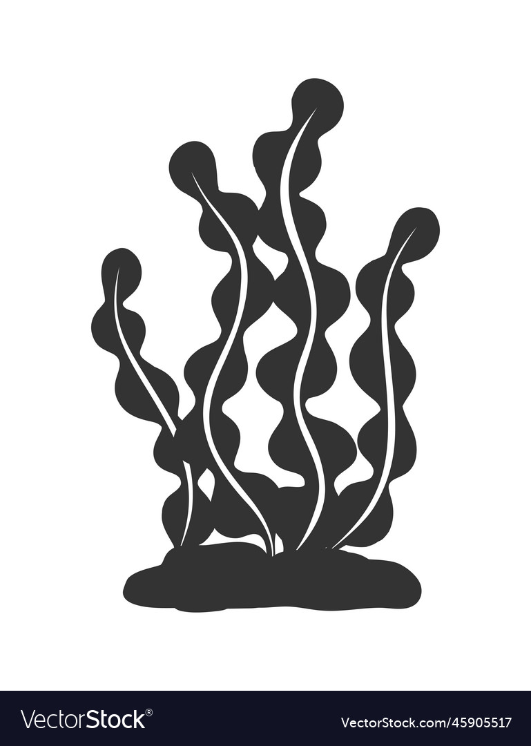 Seaweeds underwater plant silhouette aquarium Vector Image