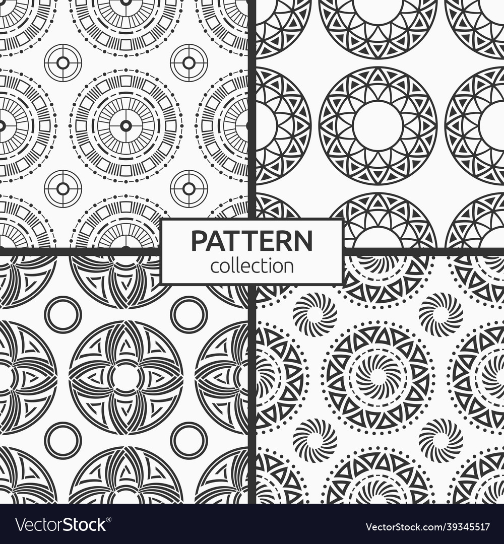 Set of four seamless pattern with circle shapes vector image Set of four seamless pattern with circle shapes