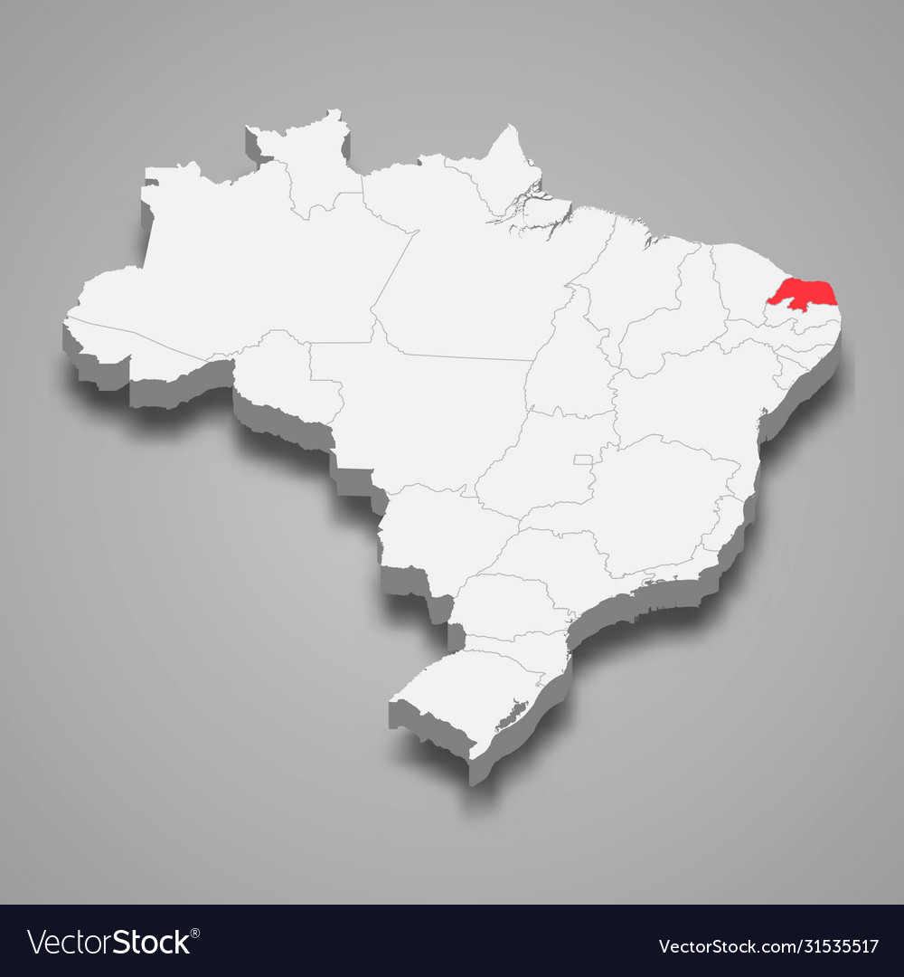 State location within brazil 3d map