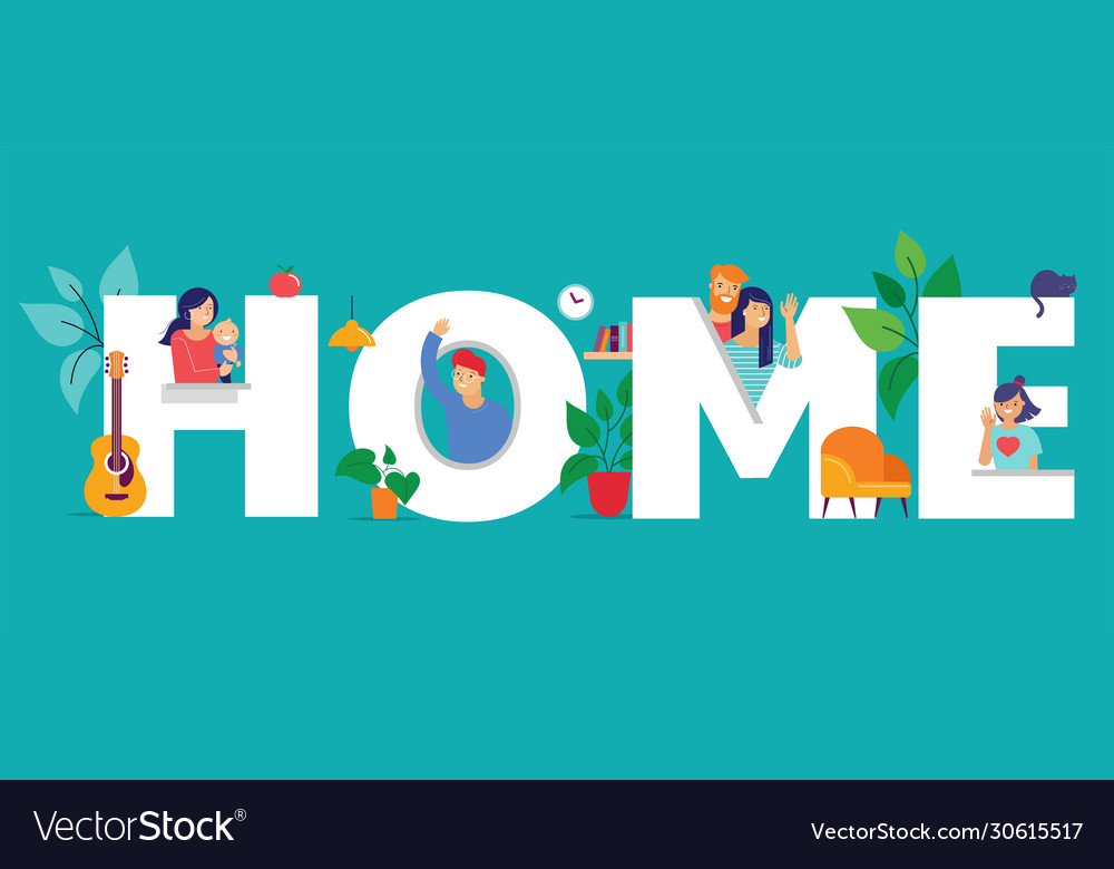 Stay At Home Concept Design Different Types Of Vector Image