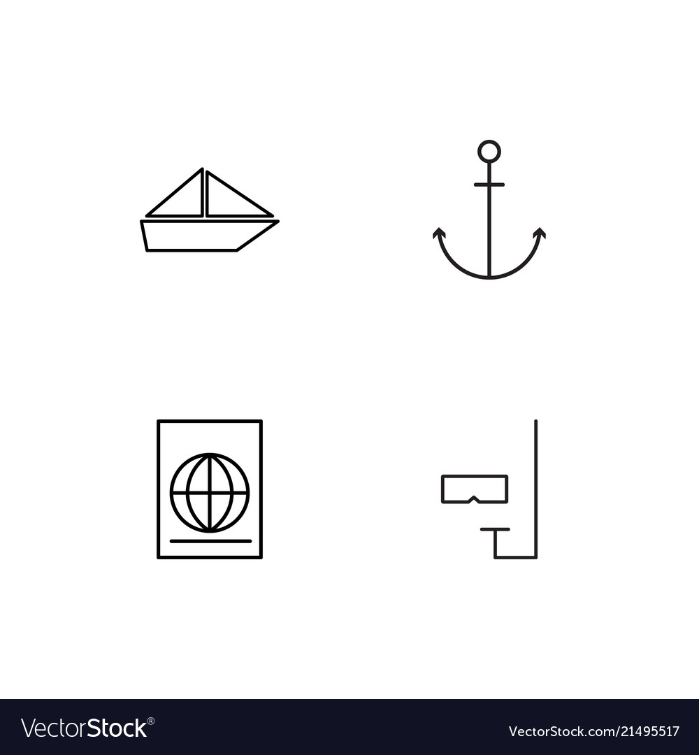 Summer linear icons set simple outline