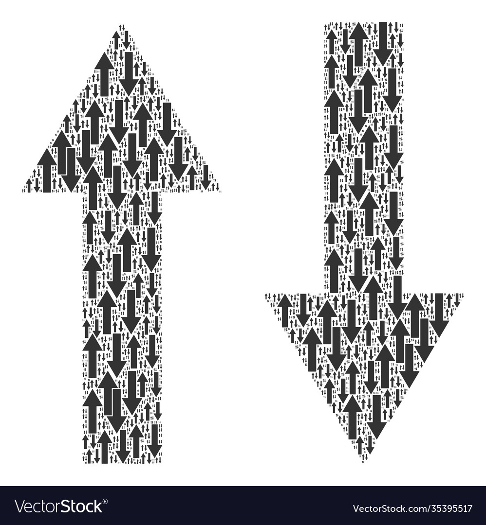 Vertical flip arrows recursive composition vector image Vertical flip arrows recursive composition