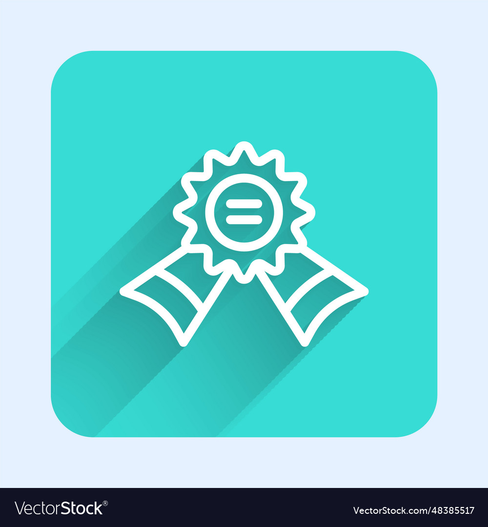 White line medal icon isolated with long shadow