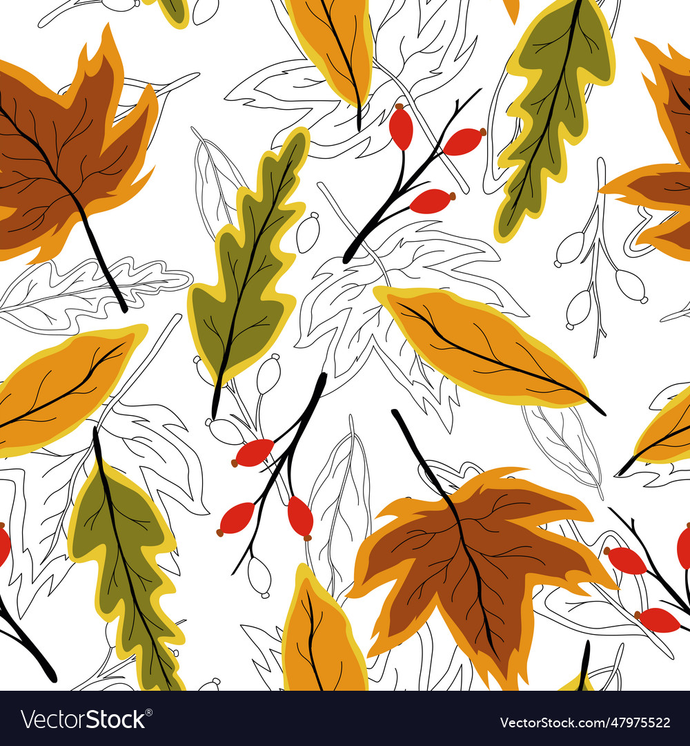 Creative autumn seamless pattern with simple vector image Creative autumn seamless pattern with simple