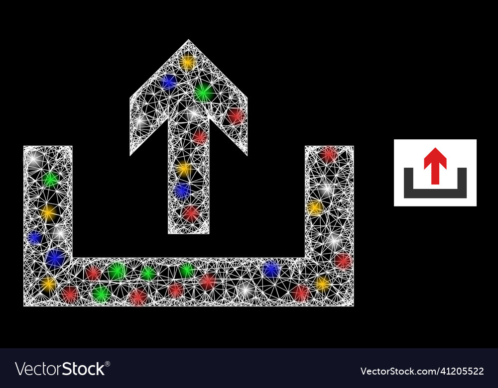 Crossed mesh upload box icon with colorful vector image Crossed mesh upload box icon with colorful