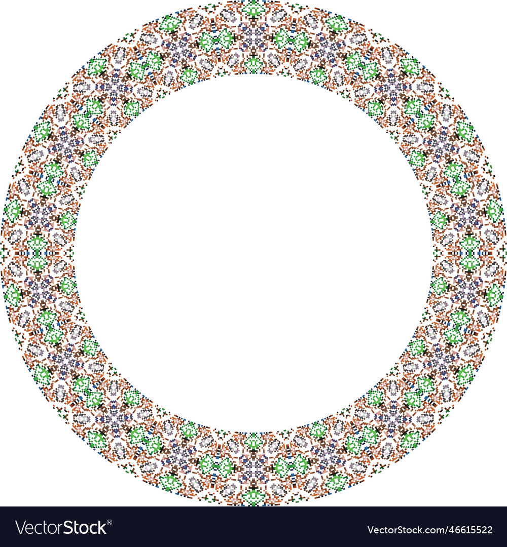 Decorative round frame with floral pattern Vector Image