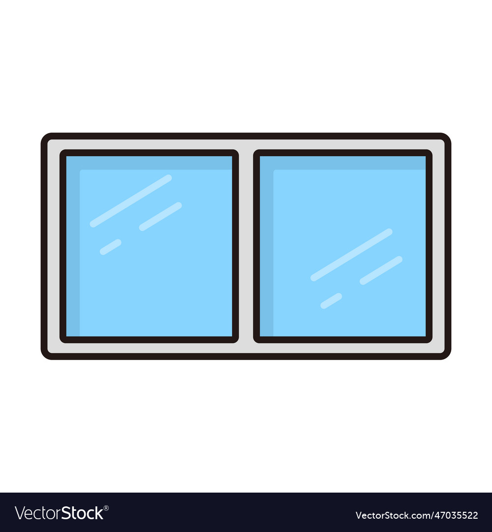 Flat design glass window icon or interior