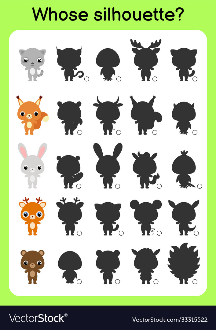 Game template find correct shadow matching vector image Game template find correct shadow matching