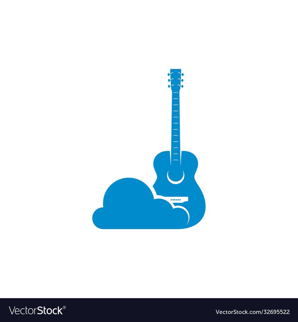 Guitar with clouds design template simple set