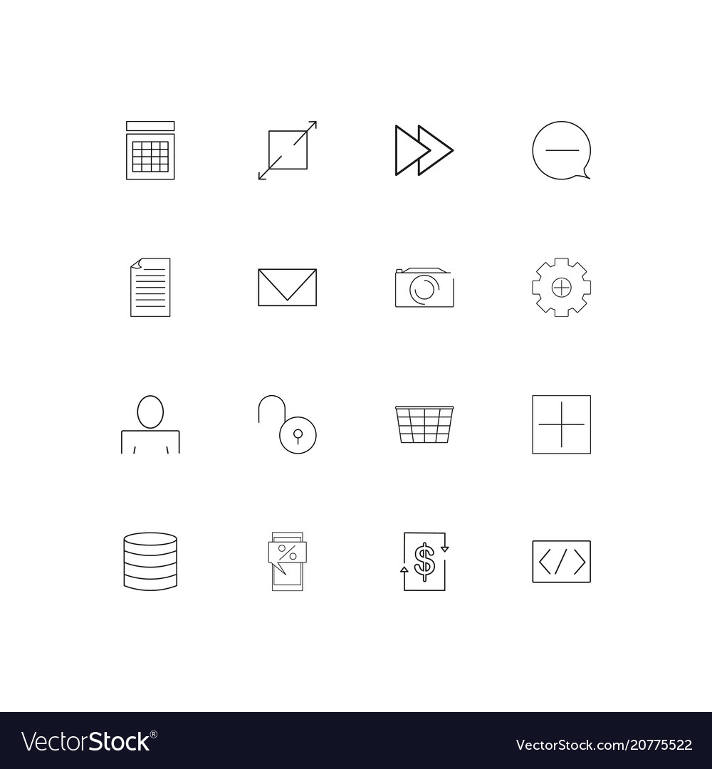 Interface linear thin icons set outlined simple