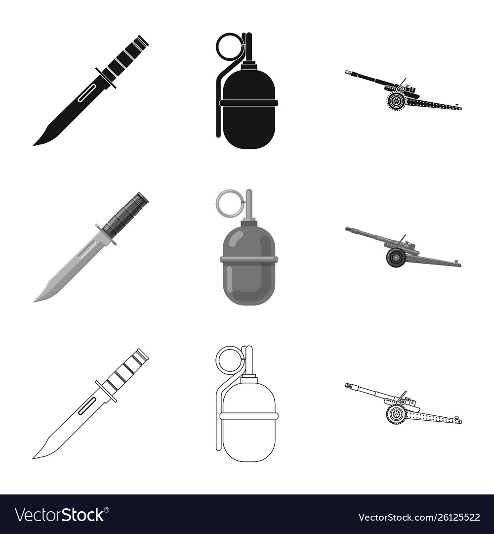 Isolated object weapon and gun symbol set vector image Isolated object weapon and gun symbol set
