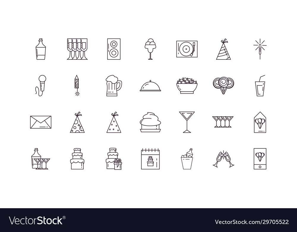 Isolated party line style icon set design vector image Isolated party line style icon set design