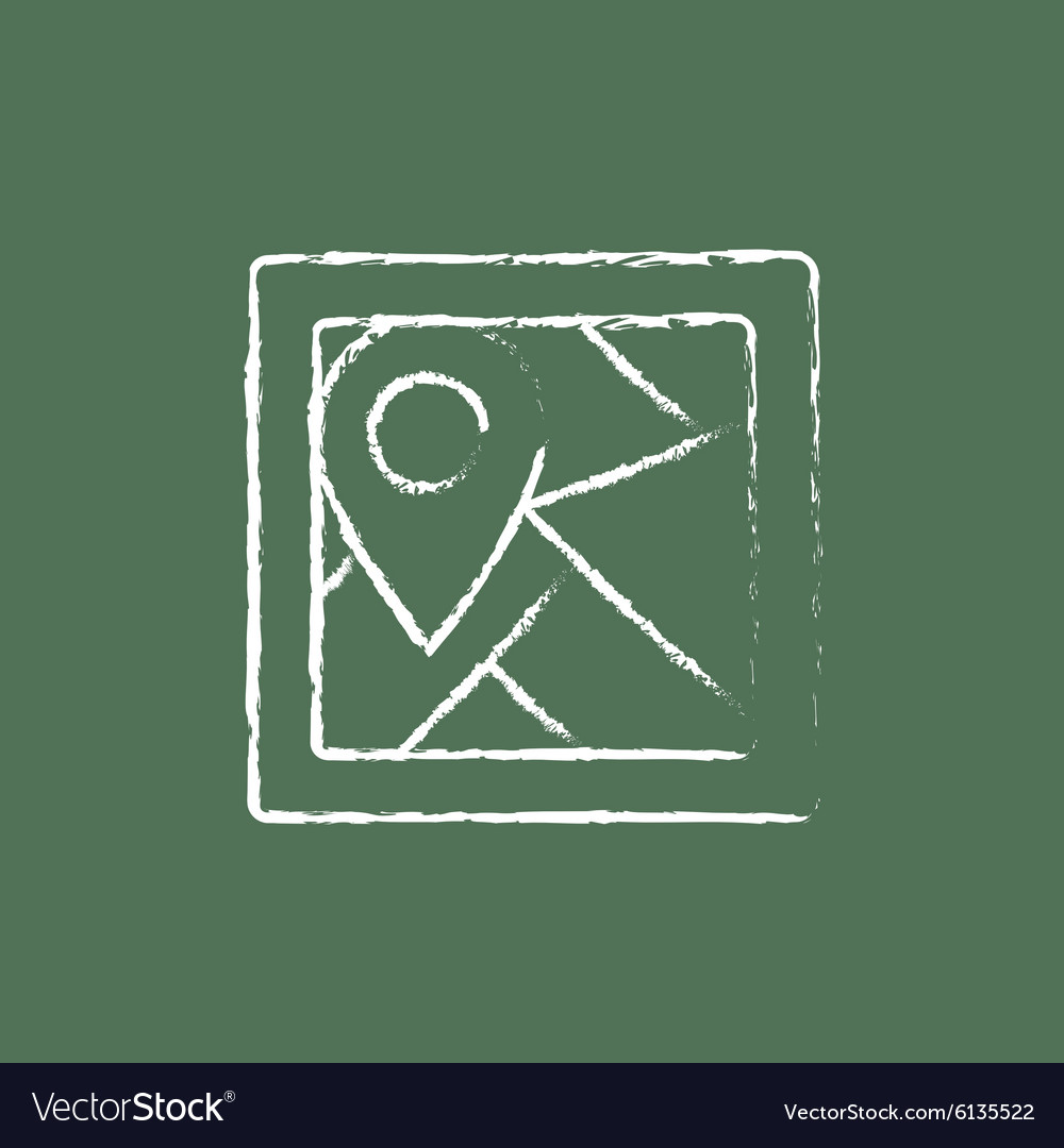 Map with pointer icon drawn in chalk