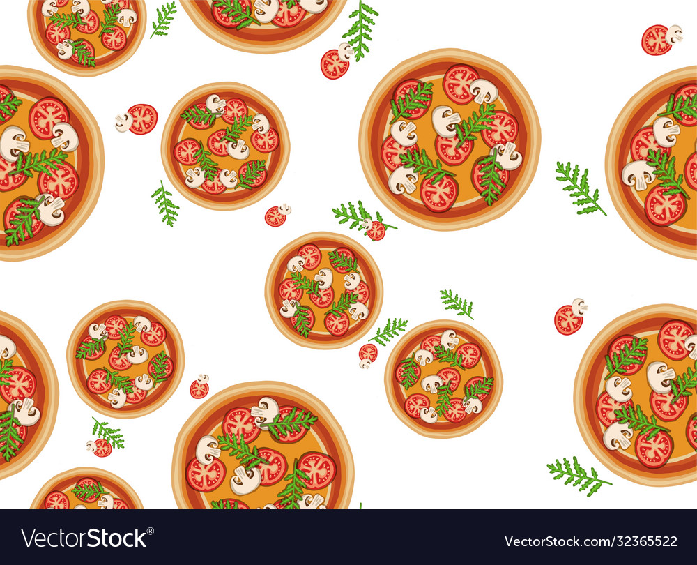 Pizza pattern drawing background vector image Pizza pattern drawing background