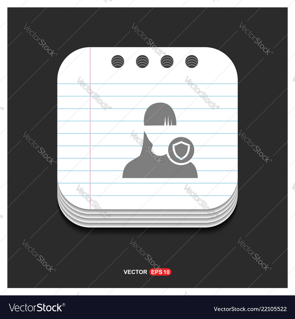 Protected user icon gray on notepad style vector image Protected user icon gray on notepad style