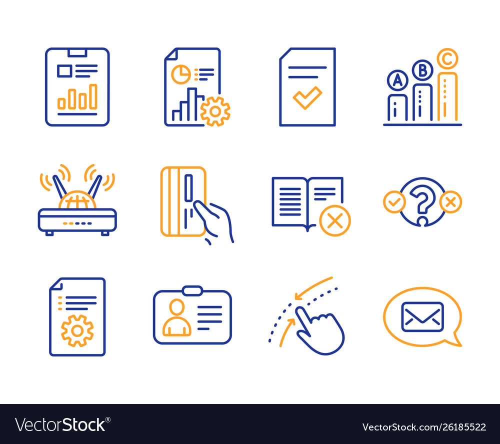 Report quiz test and swipe up icons set wifi id vector image Report quiz test and swipe up icons set wifi id