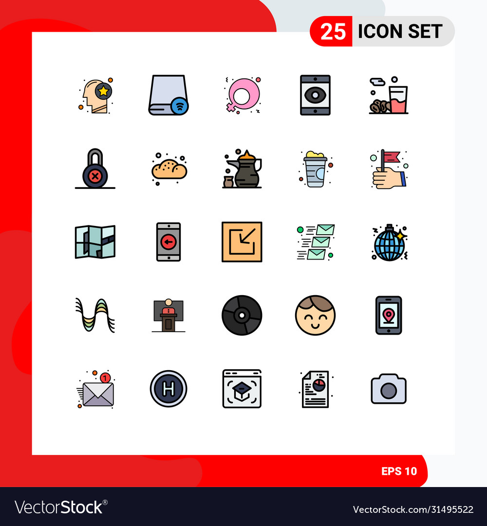 Set 25 modern ui icons symbols signs for food